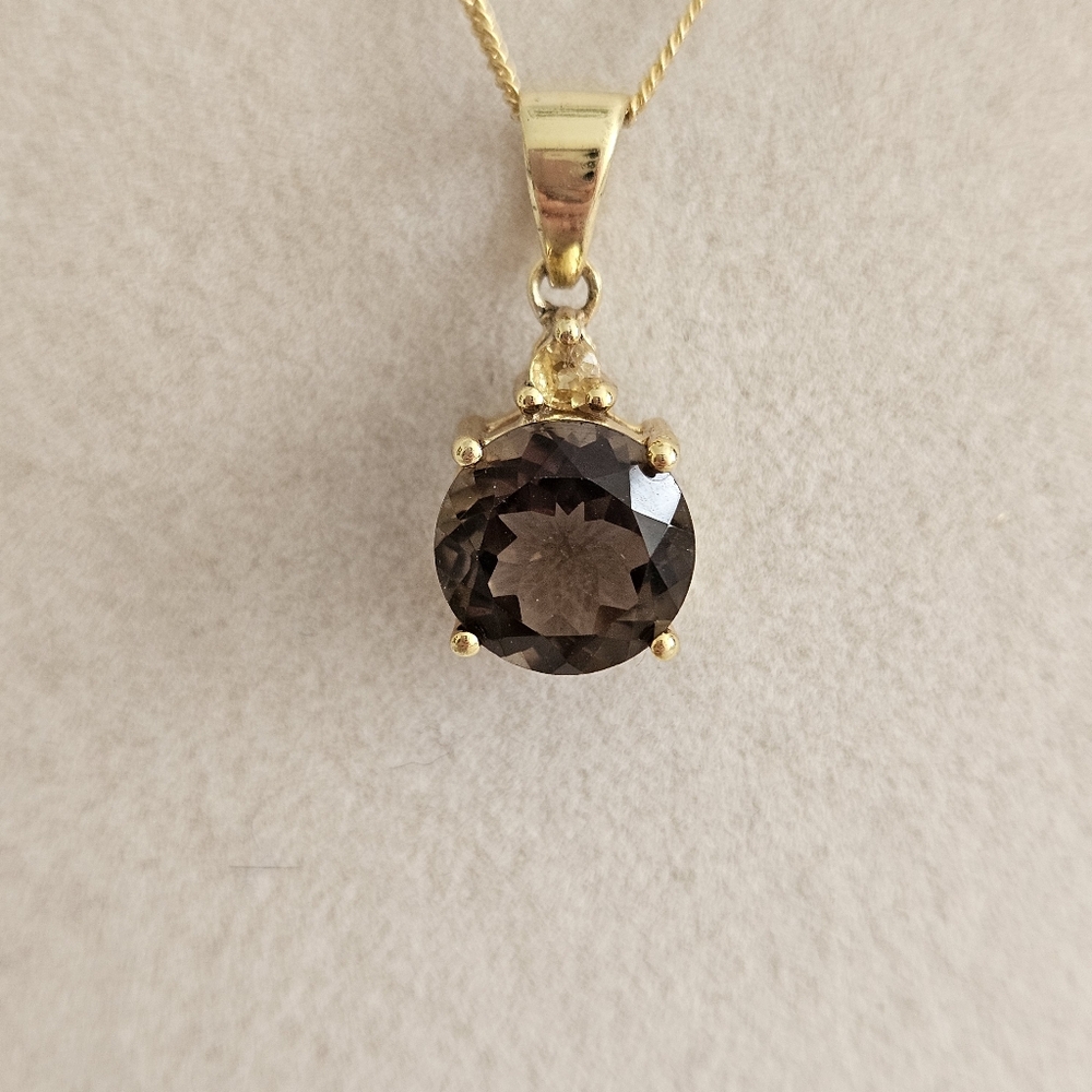 Smoky Quartz With Citrine Accent Gold Over 925 Silver Set - Picture 4 of 16